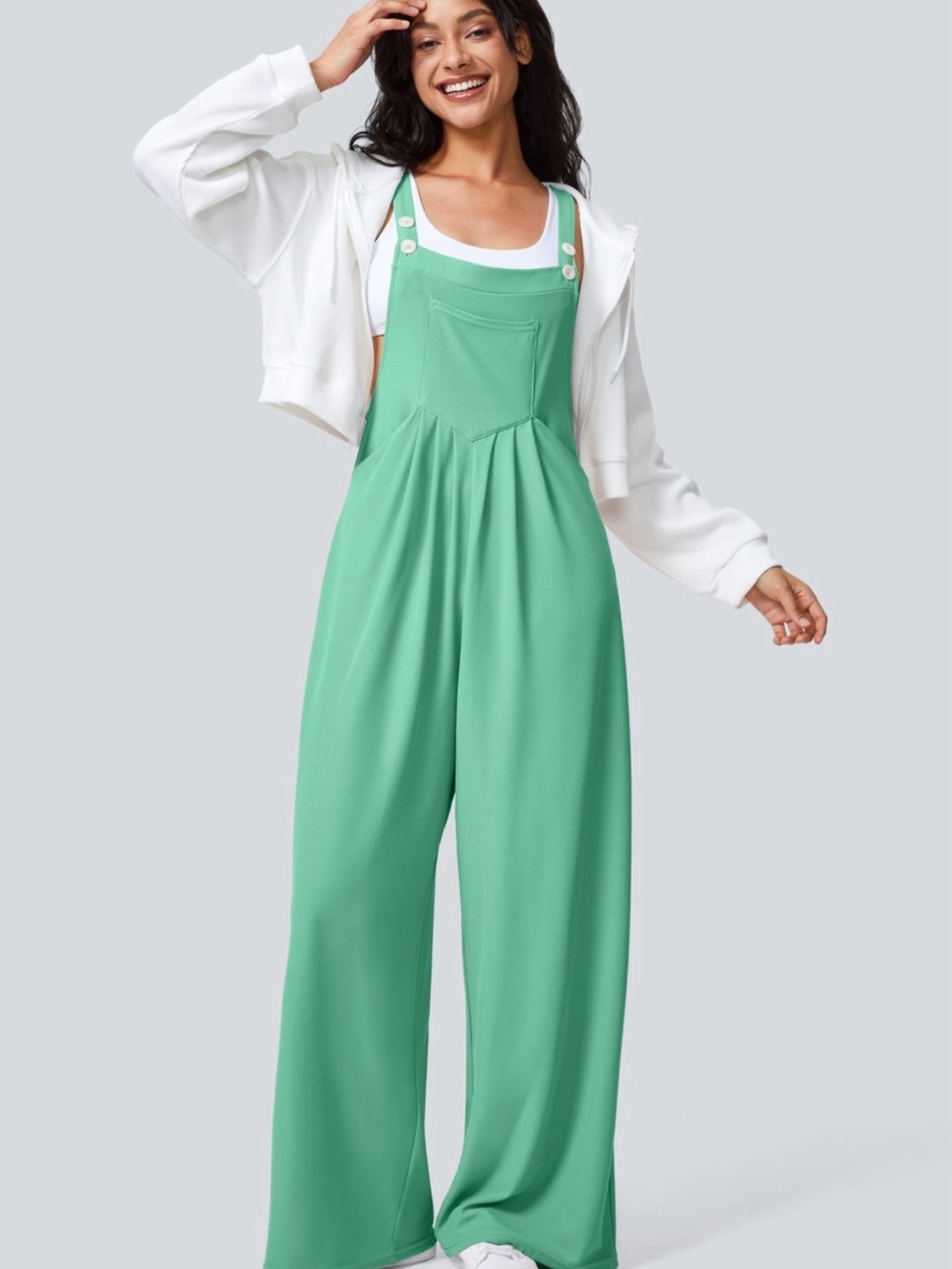 HALARA Mint Green Wide-Leg Overalls Jumpsuit